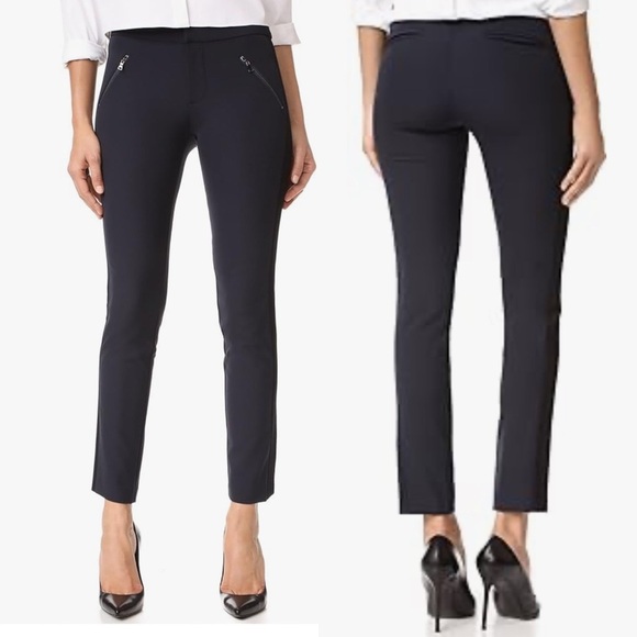 Rebecca Taylor Ava Techy Slim Pants Tuxedo Stripe - Picture 1 of 13